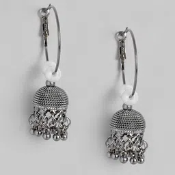 Sangria Gold-Plated Teardrop Shaped Jhumkas Earrings-picture-16