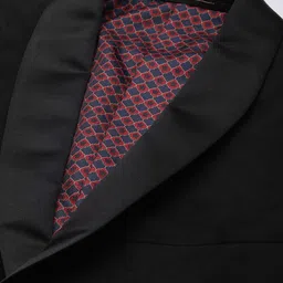 Louis Philippe Men Navy Black Self-Design Slim-Fit Single-Breasted Three-Piece Formal Suit image 3