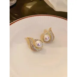 Estailo fashion Artificial Stones Studded & Pearls Beaded Circular Shaped Studs-picture-13