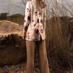 AFRIYA Printed Notched Lapel Collar Single-Breasted Linen Blazers image 4