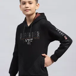 Monte Carlo Boys Black Long Sleeves Hooded Neck Printed Sweatshirt image 4
