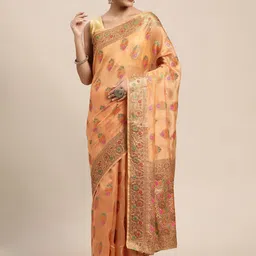 KIMISHA Woven Design Zari Organza Kanjeevaram Saree-image-36