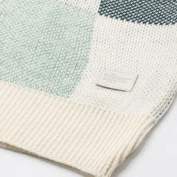 Roadster Men Off White & Sea Green Checked Pullover image 3