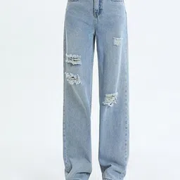 StyleCast Women Relaxed Fit High-Rise Mildly Distressed Jeans-picture-10