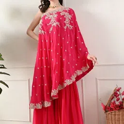 Shop Begum Women Ethnic Motifs Embroidered Regular Thread Work Kurta with Sharara-picture-10