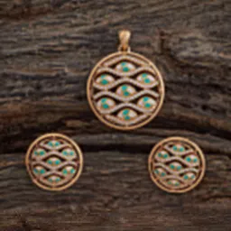 Kushal's Fashion Jewellery Gold-Plated Zircon Studded Party Pendant Set-picture-48