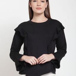 Belle Fille Women Black Solid Sweatshirt-picture-1
