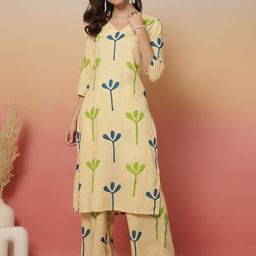 Anouk Rustic Floral Printed V-Neck Straight Kurta With Palazzos-picture-26