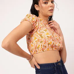 DressBerry Floral Fever Printed Blouson Crop Top image 4