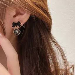 PolluxCraft Korean Gold Plated Bow Shaped Drop Earrings image 4