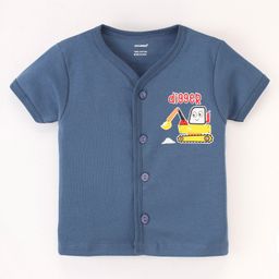 CUCUMBER Interlock Cotton Knit Half Sleeves Vest Digger Print - Blue-picture-32