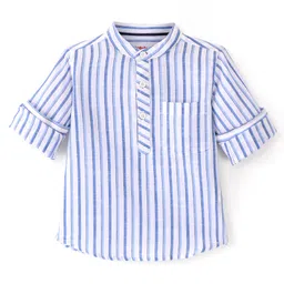 Babyhug Cotton Woven Full Sleeves Kurta Shirt Striped - Blue-picture-10