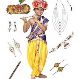 Kaku Fancy Dresses Janmashtami Theme Abstract Printed Krishna Costume Set - Blue-picture-39