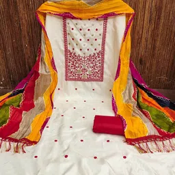 KALINI Floral Embroidered Unstitched Dress Material image 2