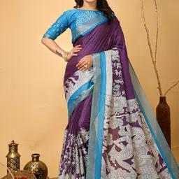 HERE&NOW Ethnic Motifs Zari Art Silk Banarasi Saree-picture-28