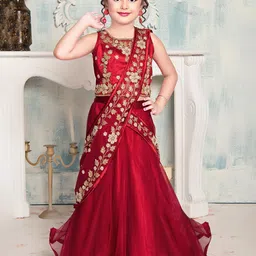 Wommaniya Impex Girls Embroidered Sequinned Ready to Wear Lehenga & Blouse With Dupatta-image-50