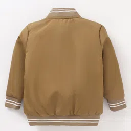 Babyoye Full Sleeves Snow Bear Patched Bomber Jacket - Mustard Yellow image 2