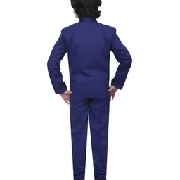 BT DEZINES Full Sleeves Solid Shawl Collared 5 Piece Terry Rayon Suit Set - Royal Blue image 3