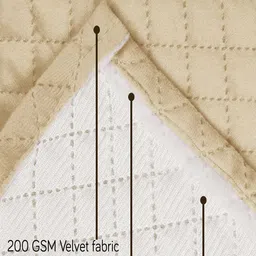 HOKIPO Beige Solid Velvet 1 Piece 2 Seater Sofa Cover Mat with Pockets on Armrest image 3