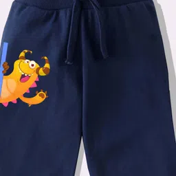 KAVEE Pure Cotton Knit Monster Printed Biowashed Lounge Pants - Navy Blue image 4