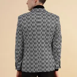 Givo Printed Notched Lapel Tailored Fit Double Vent Single Breasted Cotton Blazers image 4