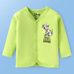 Babyoye Disney Interlock Knit Full Sleeves Jhablas With 101 Dalmatians Graphic Pack of 2 - White & Neon Green image 4