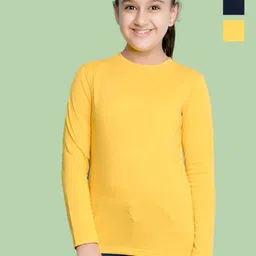 NUSYL Pack Of 2 Girls Solid Round Neck Cotton T-shirts-picture-10
