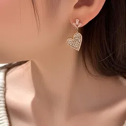 WTF - WEAR THE FASHION Stainless Steel Rose Gold-Plated AD Studded Drop Earrings-picture-11