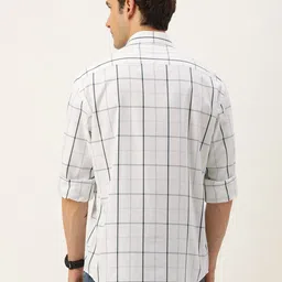 Burnt Umber Men Windowpane Checked Casual Shirt image 5