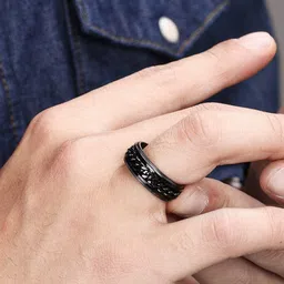 MEENAZ Men Set Of 2 Silver-Plated Band Finger Rings image 3