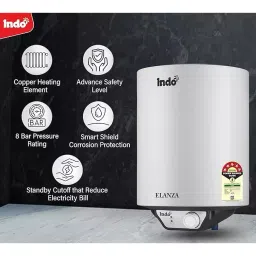 Indo Elanza 15 L Capacity Grey Color Storage Water Heater Geyser image 3
