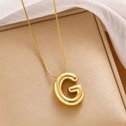 Estailo fashion Women Gold-Plated G Initial Alphabet Pendant With Chain-picture-49