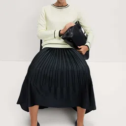 Marks & Spencer Women Solid Crew Neck Long Sleeve Pullover Sweater-picture-14