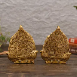 CRAFTAM Gold-Toned and Black Laxmi Ganesh Metal Religious Idol Showpiece image 2