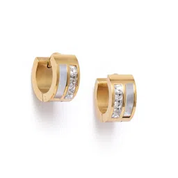Carlton London Gold-Plated CZ Contemporary Hoop Earrings-picture-12