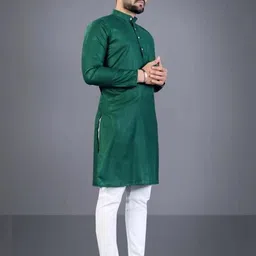 AWM Men Cotton Solid Straight Kurta image 3