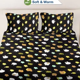 Myntra Elegant Homes Black Cartoon Characters 300 TC King Bedsheet with 2 Pillow Covers image 3