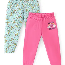 Babyhug Cotton Knit Full Length Lounge Pants with Rainbow & Heart Print Pack of 2 - Multicolour-picture-36