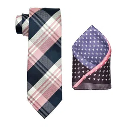 The Tie Hub Men Checkered Necktie with Houndstooth Pocket Square Gift Set image 2