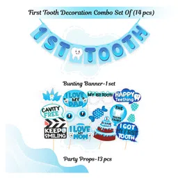 Wobbox First Tooth Decoration Items, I Got My First Tooth Decoration Items, First Tooth Celebration Blue Pack Of-14 image 2