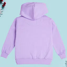 NUSYL Fleece Full Sleeves Teddy Face & Cute Text Printed Hoodie - Lilac image 3
