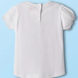 Babyhug 100% Cotton Knit Half Sleeves Solid Color Top - White image 2