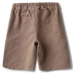 Tales & Stories Cotton Knit Thread Work Embroidered Shorts - Light Brown image 3