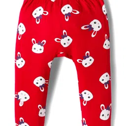 Doodle Poodle 100% Cotton Single Jersey Knit Full Length Diaper Leggings With Animal Print - Red image 2