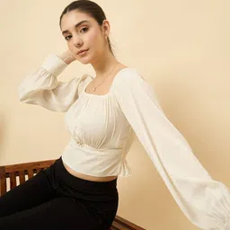 LE BOURGEOIS Satin Crop Top-image-63