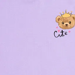 NUSYL Fleece Full Sleeves Teddy Face & Cute Text Printed Hoodie - Lilac image 4