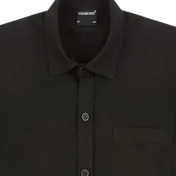 Charchit Linen Woven Full Sleeves Solid Shirt - Black image 4
