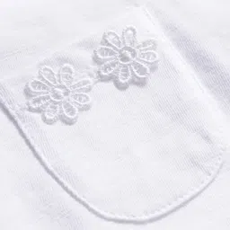 Babyhug 100% Cotton Knit Half Sleeves Solid Color Top - White image 3