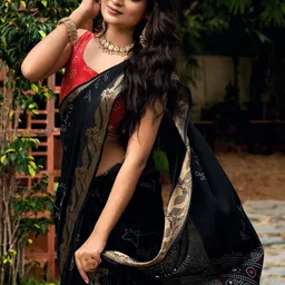 LeeliPeeri Designer Bandhani Zari Silk Blend Heavy Work Bandhani Saree image 4