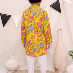Ka-mee Boys Floral Printed Regular Pure Cotton Kurta with Pyjamas image 5
